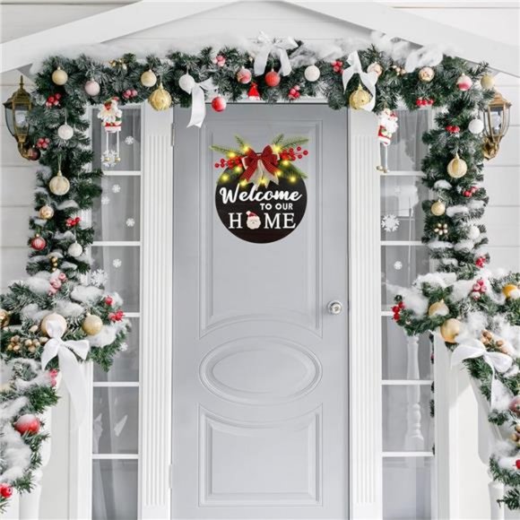 Interchangeable Welcome Sign for Front Door, Christmas Wreaths for Front Door - Picture 6 of 8